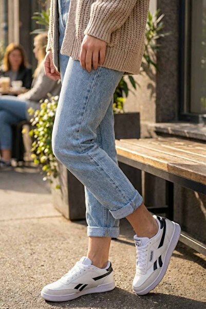 Reebok Kadın Spor Ayakkabı - Retro Tasarım Günlük Sneaker - Siyah Detaylı Şık...
