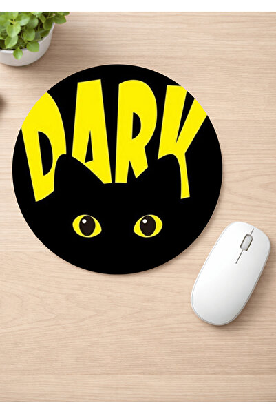 Eylül Design Cute Cat Printed Round Non-Slip Mousepad Ergonomic Mouse Pad