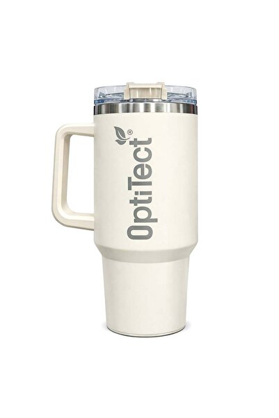 OptiTect Stainless Mug With Handle, Beige, 40 OZ