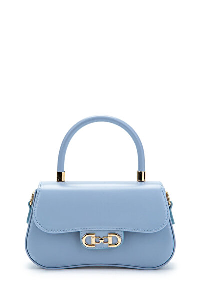 Melos Butik Women's Baby Blue Covered Baguette Model Hand and Shoulder Bag