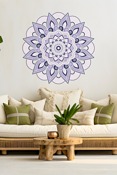 SDİGİTAL Dekoratif Mandala Desenli Şeffaf Folyo Duvar Stickerı - 2 Ölçü ve 10...