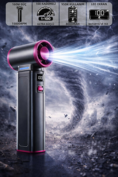 Mioji Mio AD72 Pro 8000mAh 150000RPM Taşınabilir Güçlü Hava Üfleme Cihazı - Gri