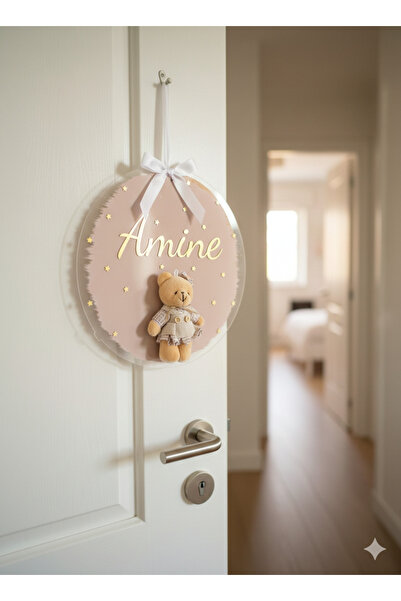 Pass Pano Kişiye Özel 29 cm İsimli Pleksi Kapı Süsü Ayıcıklı – 3D Yazılı Bebe...