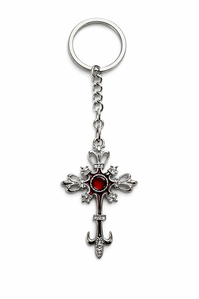 HER ŞEY NOTA www.herseynota.com Red Stone Detailed Decorative Cross Keychain ...