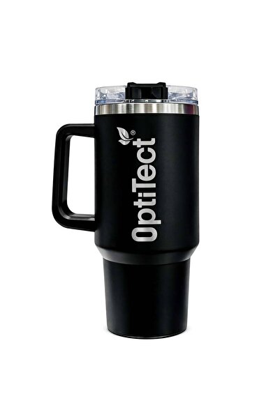 OptiTect Stainless Mug With Handle, Black, 40 OZ