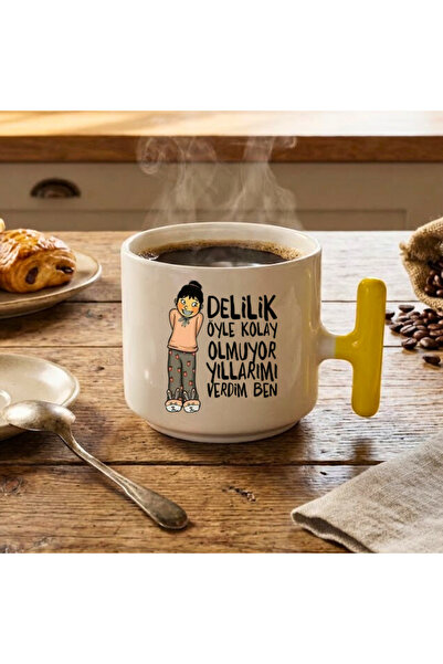 Finka Dekor كوب سيراميك مطبوع عليه عبارة "لا يكون الجنون таким سهلاً" باللون ...