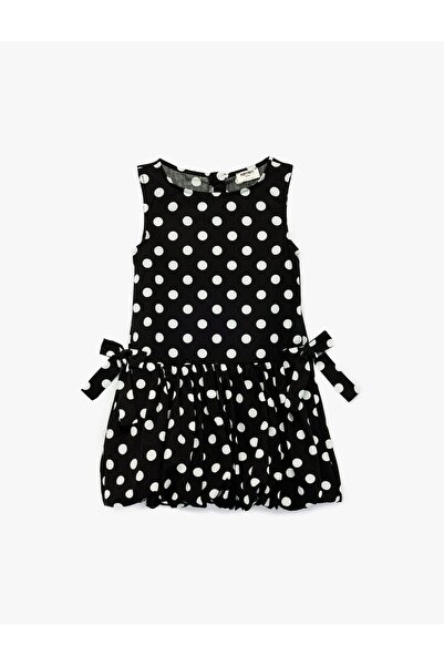 Koton Rochie din bumbac guler rotund fără mâneci, cu detaliu de fundă, cu buline