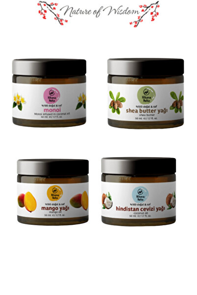 Hikona Heka مجموعة من 4 عبوات صلبة من زيت الأناناس - زيت جوز الهند - زيت الما...