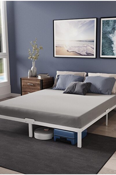 Dotail Cadru de pat Dreamzie cu somieră cu lamele, 140 x 200 cm, metal, înălț...