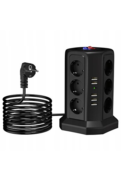 zola Vertical extension tower, 12 outlets, 5 USB 5V, 10A, cable 1.8 m, 20x12x...