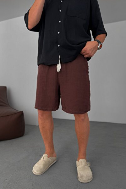 EydaMoon Man Urban Relaxed Fit 100% Cotton Muslin Shorts - Breathable Muslin ...