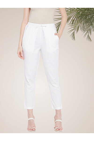 WineRed By Styli WineRed Women White trouser with Lace