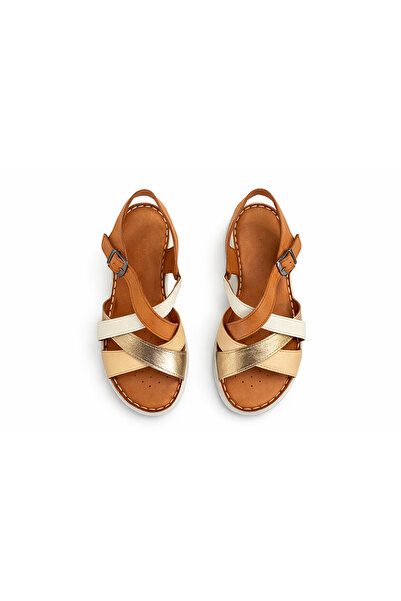 Castle Black Calista Taba Hakiki Deri Kadın Sandalet