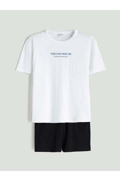 LC Waikiki تيشيرت وشورت مطبوع للأولاد