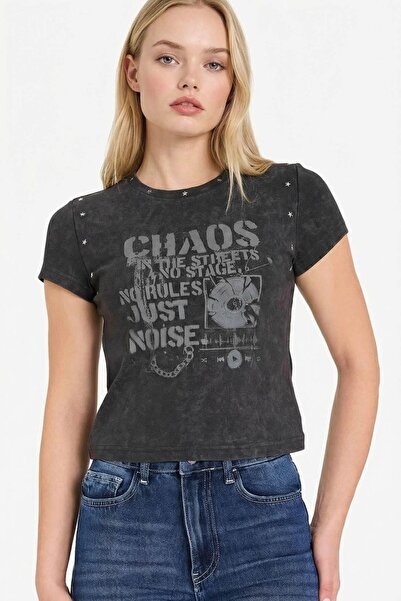 DeFacto Women's T-Shirt G8033Ax/Ar191 Anthracite