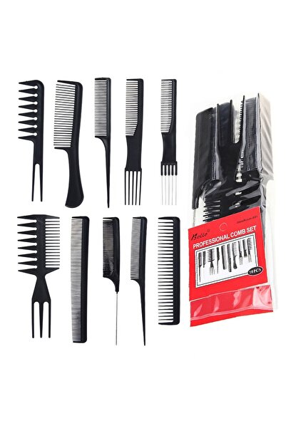 gaman 10-Piece Hair Styling Comb Set & 10-Piece Hair Clips - Hairdresser's Cl...