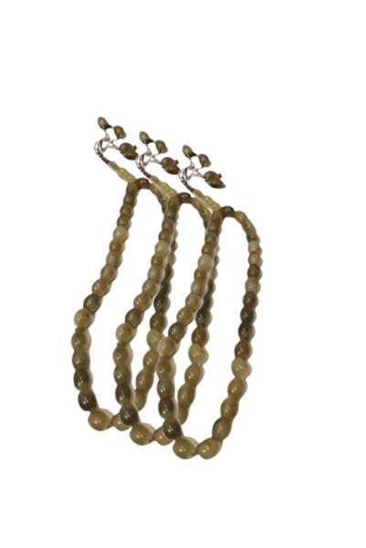 WDA Traditional Prayer Beads Tasbeeh, Marbled Yellow, 33 Beads with Gold-Tone...