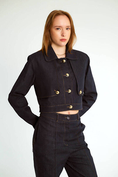 Robin Navy Blue Crop Jacket and Trousers Set – Modern & Stylish Combination