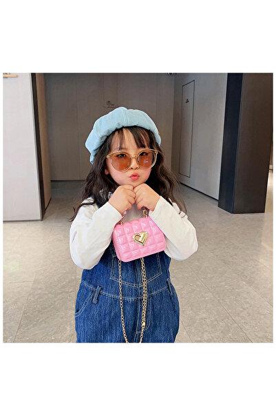 Mad Diva Ροζ Τσάντα χειρός PVC Streetwear για παιδιά με πέρλες και σχέδιο καρ...