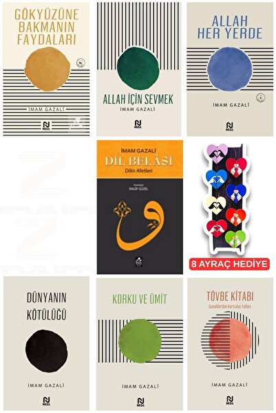 Nesil Yayınları İmam Gazali Dil Belası-Allah İçin Sevmek 7'lı Set-8'li Özel T...