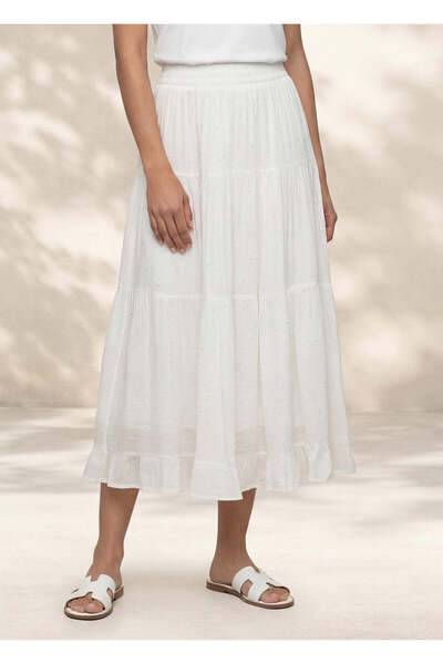 REDTAG Women White Casual Midi Skirt