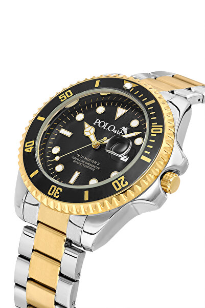Polo Air Men's Wristwatch with Lens Calendar Gold Silver Black Color Pl-7073E11X