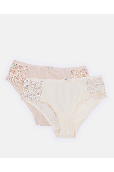 REDTAG Women Pink And Biege Hi-Leg Brief With Lace (Pack Of 2)