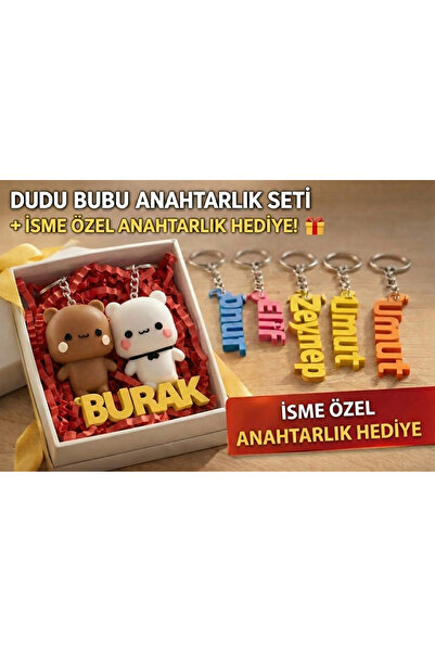 YS Yıldızhanstore 3Gen3D Dudu ve Bubu 3D Çift Set Figür Anahtarlık (İsme Özel...