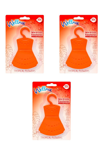 Wellnax Elbise Askılı Gardırop ve Çekmece Kokusu - Tropical Flowers 3'lü Pake...