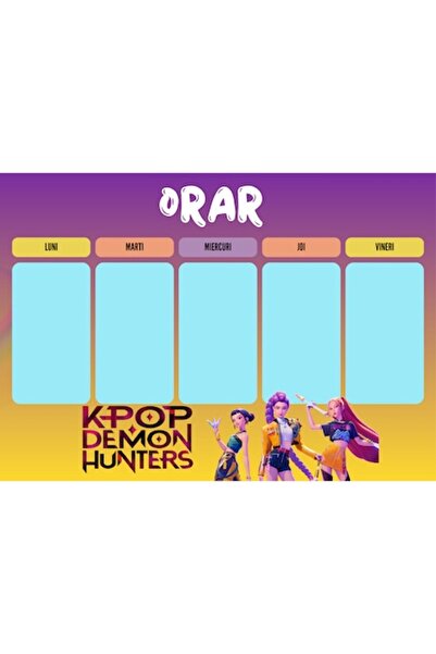 OEM Orar școlar A4, temă K POP GIRLS, carton gros lucios