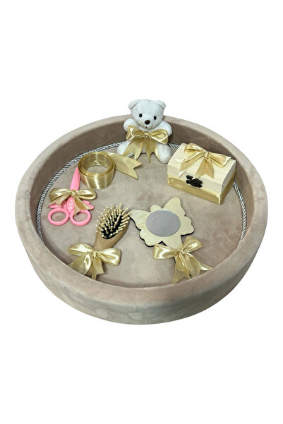 Your Baby Store Set tavita pentru taiere mot din catifea -crem/ bej cu ursulet