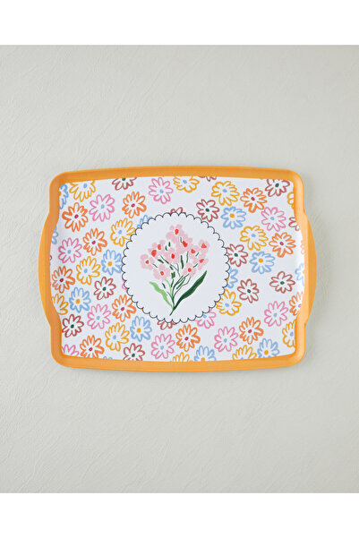 English Home Blossom Frame Melamin Kaydırmaz Tepsi 42x31 cm Renkli