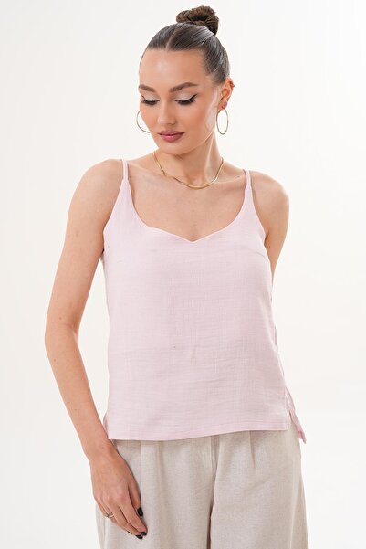 ŞİMAL Γυναικεία μπλούζα μουσελίνα με κορδόνια 260001 -