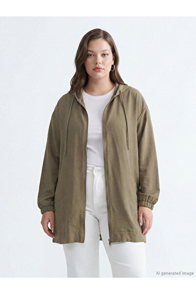 LC Waikiki New Season Deals from Güli̇s Gym Khaki Hooded Oversize Women's Tunic