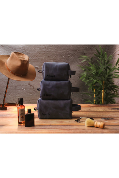 Leather Anatolia Genuine Leather Men's Handbag Dopp Kit - Leather Zipper Hand...