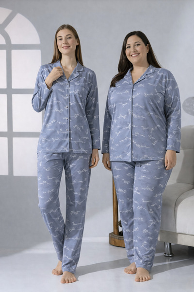 LİKAPA Likapashop Combed Cotton Long Sleeve Pajama Set 001352-04