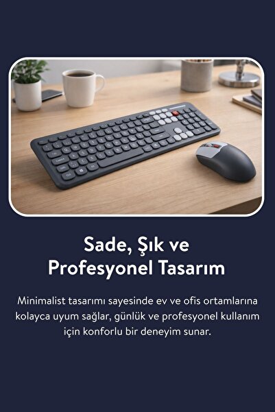 Geezer Soft Touch Kablosuz Klavye Mouse Set Gri + Beyaz Renk Smk-687