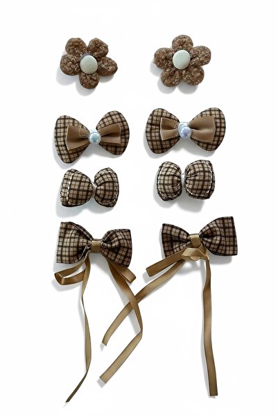 TAKIŞTIR Σετ 8 πλαϊνών αγκράφες σε καφέ χρώμα με διάφορα σχέδια