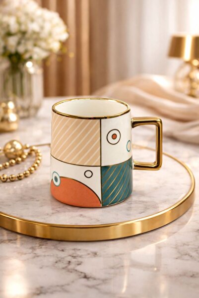 YzHome Acar Luxury Porcelain Gilded Patterned Mug 220ml