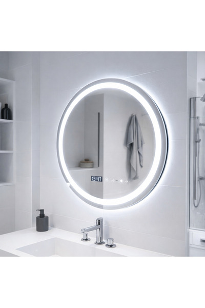 ALC-Shop Oglinda LED Rotunda, 70cm, Celeste MotionGlow Marcello, Sistem Dezab...