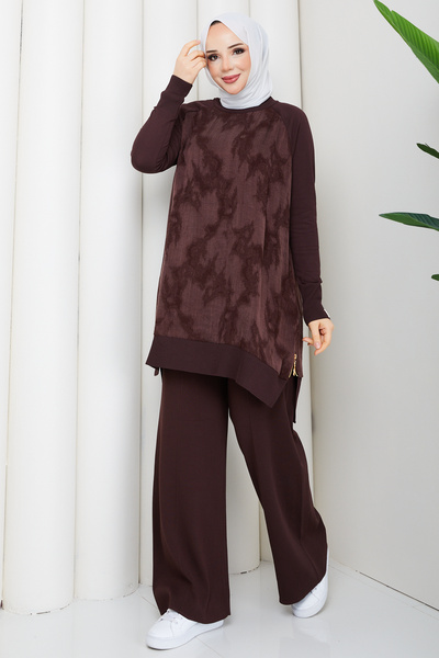 Pamuk Butik Women's Silk Kupra Cloud Patterned Trousers and Double Mercerized...