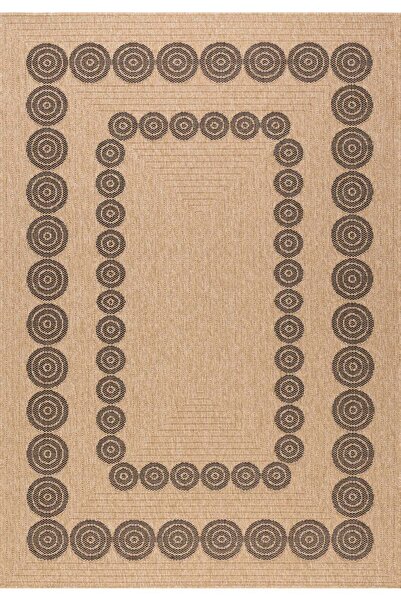 MAISON NAZAR NATURE - Siyah geometrik desenli, doğal jüt görünümlü halı - NAT...