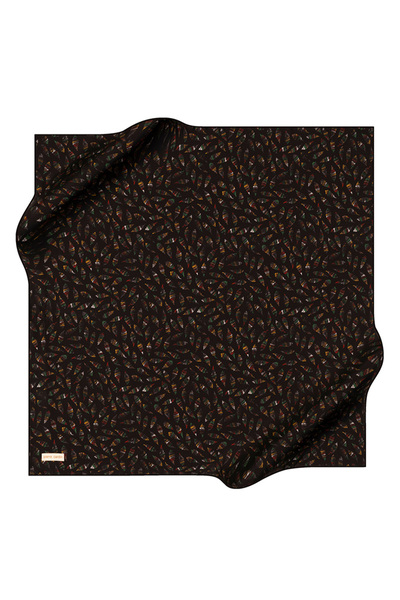 Pierre Cardin Black 90X90 Silk Crepe Satin Scarf