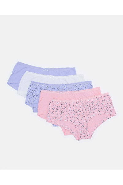 REDTAG Women Assorted Plain Boyleg Pack of 5 Brief Set