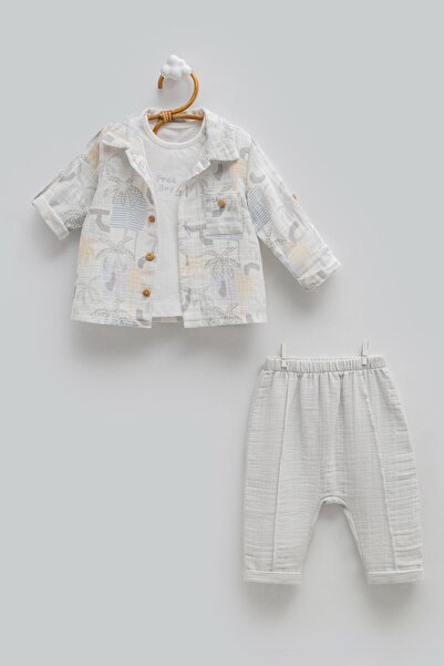 Caramell طقم ثلاثي للأولاد من 3-18 شهرًا - رمادي