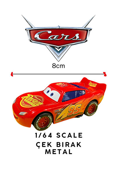 CARS Şimşek Mcqueen Metal Çek Bırak Oyuncak Araba 8cm 1/64