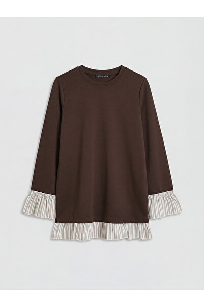 LC Waikiki Giyçık Store Brown Crew Neck Soft Touch Women's Tunic