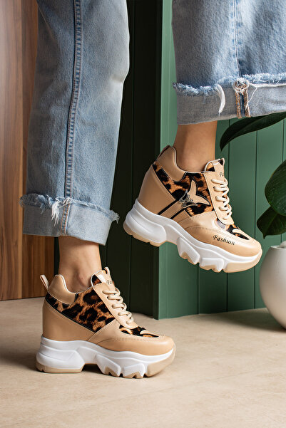 LEYDİ SHOES BETİS NUD LEOPARD TĂLPI ÎNALTĂ SPORTIVE