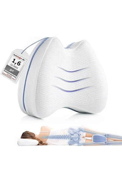 Dotail Pernă ortopedic pentru genunchi Third of Life, spumă cu memorie, albă,...