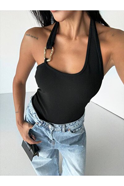 GenelTedarik Women's Shoulder Buckle Blouse